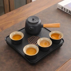 Tea set, 4 cups, a teapot, a small tea table