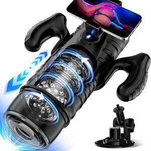 Male Masturbator Sex Toys for Men - EINSEO Adult Toy 7 Thrusting & Rotating Modes with Handle, Phone Holder, and Suction Base, Automatic Penis Pump APP Control Male Stroker, Hands-Free Sex Machine